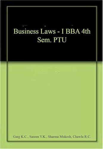 Imagen de archivo de Business Laws - I BBA 4th Sem. PTU a la venta por Books Puddle