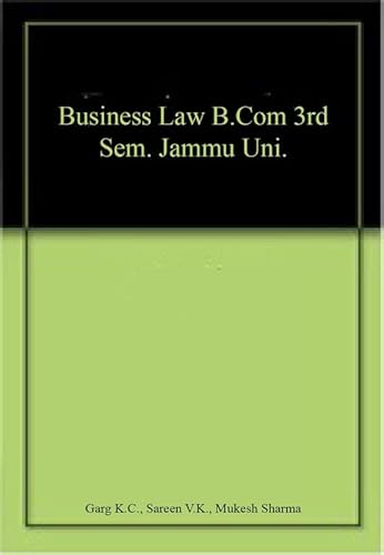 Imagen de archivo de Business Law B.Com 3rd Sem. Jammu Uni. a la venta por Books Puddle