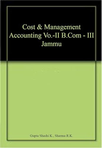 Imagen de archivo de Cost & Management Accounting Vo.-II B.Com - III Jammu a la venta por Books Puddle