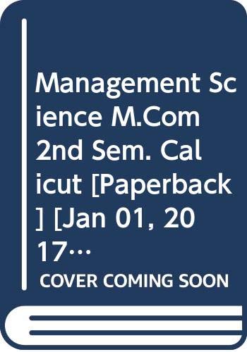 Imagen de archivo de Management Science M.Com 2nd Sem. Calicut a la venta por Books Puddle