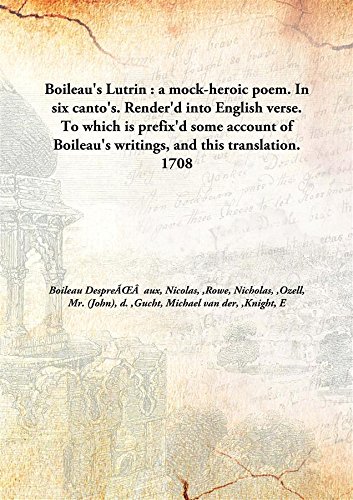 Stock image for Boileau's Lutrin for sale by Majestic Books