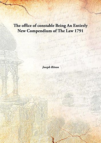 Imagen de archivo de The office of constableBeing An Entirely New Compendium of The Law [HARDCOVER] a la venta por Books Puddle