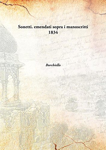 Imagen de archivo de Sonetti. emendati sopra i manoscritti [HARDCOVER] a la venta por Books Puddle