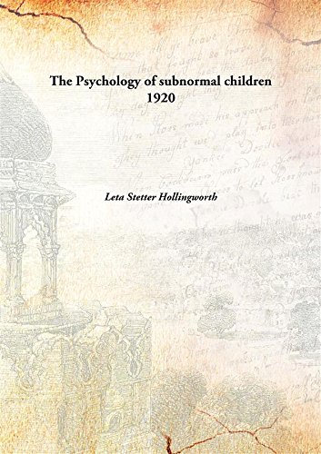 Imagen de archivo de The Psychology of subnormal children [HARDCOVER] a la venta por Books Puddle