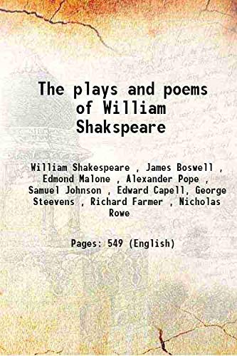 Beispielbild fr The plays and poems of William Shakspeare zum Verkauf von Books Puddle