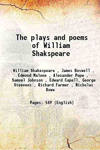 Stock image for The plays and poems of William Shakspeare for sale by Books Puddle