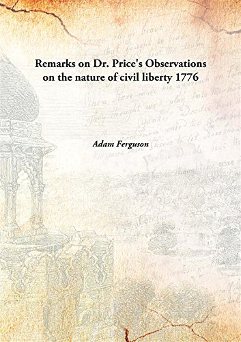 Beispielbild fr Remarks on Dr. Price's Observations on the nature of civil liberty [HARDCOVER] zum Verkauf von Books Puddle