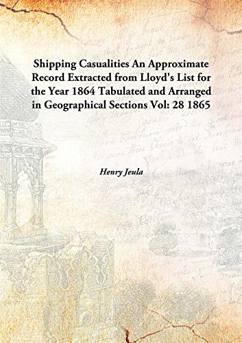 Stock image for Shipping CasualitiesAn Approximate Record Extracted from Lloyd's List for the Year 1864 Tabulated and Arranged in Geographical Sections [HARDCOVER] for sale by Books Puddle