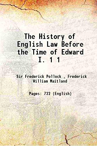 Stock image for The History of English Law Before the Time of Edward I. 1895 [Hardcover] for sale by Books Puddle