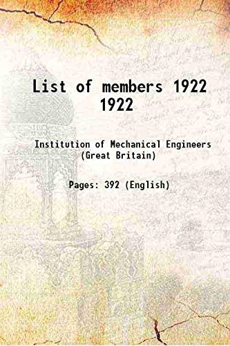 Stock image for List of members Volume 1922 1901 [Hardcover] for sale by Books Puddle