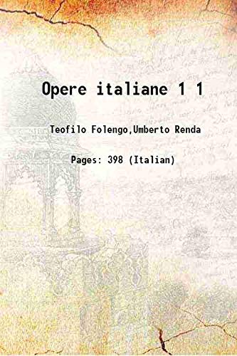 9789333401777: Opere italiane Volume 1 1911