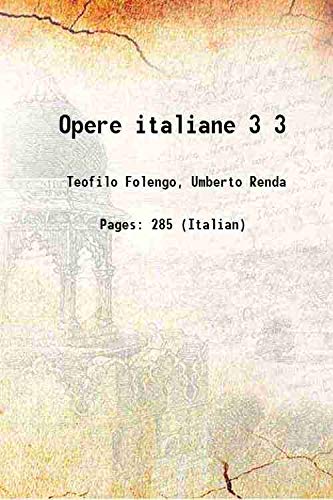 Stock image for Opere italiane Volume 3 1914 for sale by Books Puddle