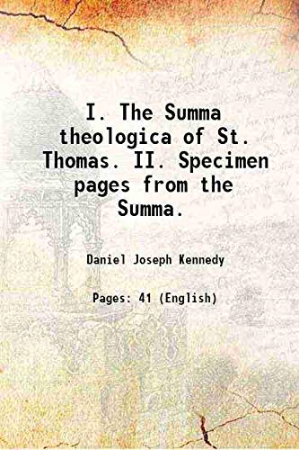 Imagen de archivo de I. The Summa theologica of St. Thomas. II. Specimen pages from the Summa. 1915 a la venta por Books Puddle