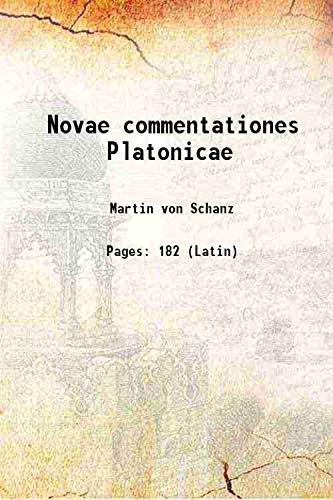 Imagen de archivo de Novae commentationes Platonicae 1871 a la venta por Books Puddle