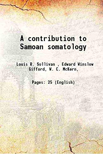 Imagen de archivo de A contribution to Samoan somatology 1921 a la venta por Books Puddle