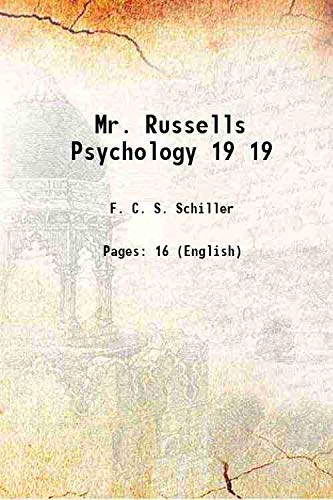 9789333409841: Mr. Russells Psychology Volume 19 1922