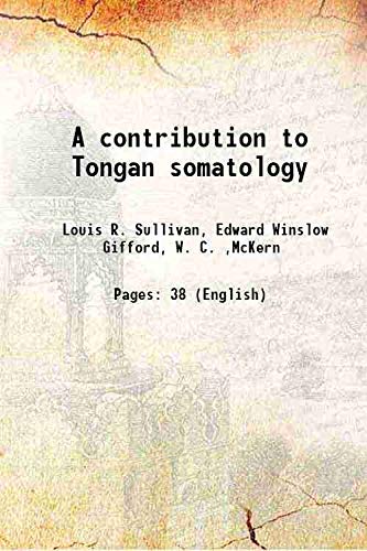 Stock image for A contribution to Tongan somatology 1922 for sale by Books Puddle