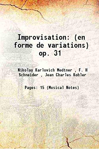 Beispielbild fr Improvisation (en forme de variations) op. 31 1922 zum Verkauf von Books Puddle