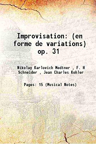 Stock image for Improvisation (en forme de variations) op. 31 1922 for sale by Books Puddle