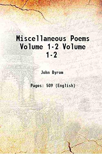 Stock image for Miscellaneous Poems Volume Volume 1-2 1814 for sale by Books Puddle