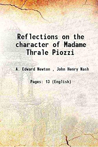 Stock image for Reflections on the character of Madame Thrale Piozzi 1921 for sale by Books Puddle