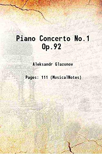 Imagen de archivo de Piano Concerto No.1 Op.92 1912 a la venta por Books Puddle
