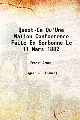 9789333426053: Qu'est-Ce Qu'Une Nation ? Conference Faite En Sorbonne, Le 11 Mars 1882 1882