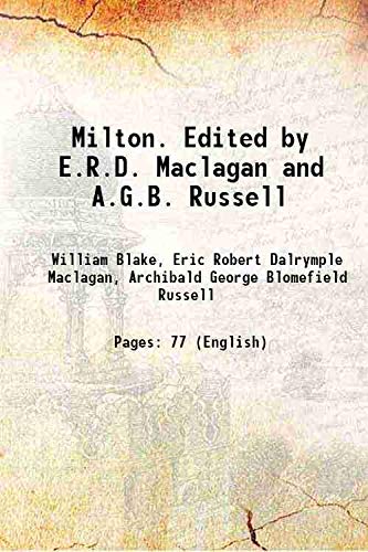 Stock image for Milton. Edited by E.R.D. Maclagan and A.G.B. Russell 1907 for sale by Books Puddle