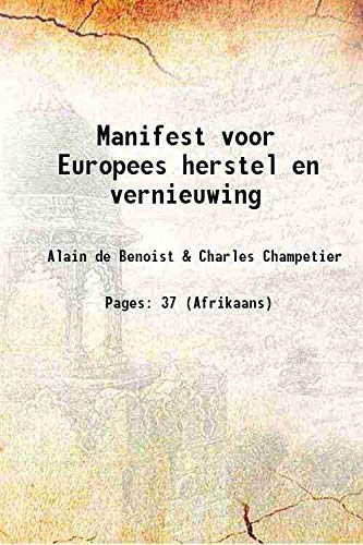 Imagen de archivo de Manifest voor Europees herstel en vernieuwing a la venta por Books Puddle