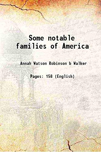 Beispielbild fr Some notable families of America 1898 zum Verkauf von Books Puddle