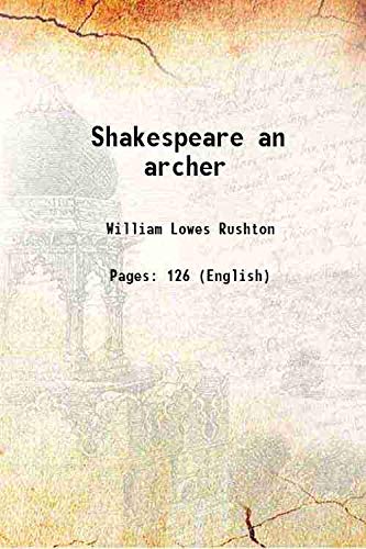 Imagen de archivo de Shakespeare an archer 1897 a la venta por Books Puddle