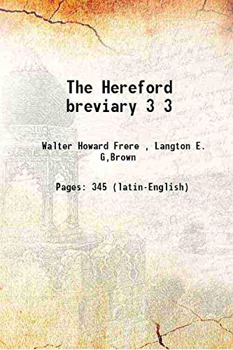 Beispielbild fr The Hereford breviary Volume 3 1915 zum Verkauf von Books Puddle
