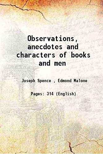 Stock image for Observations, anecdotes and characters of books and men 1820 for sale by Books Puddle