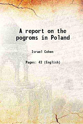 Beispielbild fr A report on the pogroms in Poland 1919 zum Verkauf von Books Puddle