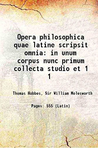 Imagen de archivo de Opera philosophica quae latine scripsit omnia in unum corpus nunc primum collecta studio et Volume 1 1839 a la venta por Books Puddle