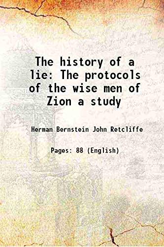 9789333485401: The history of a lie "The protocols of the wise men of Zion" 1921