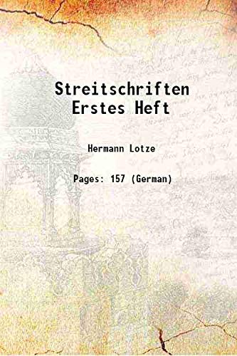 Imagen de archivo de Streitschriften Erstes Heft 1857 a la venta por Books Puddle