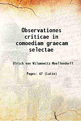 9789333493123: Observationes criticae in comoediam graecam selectae 1870