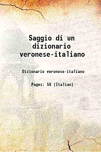 Stock image for Saggio di un dizionario veronese-italiano for sale by Books Puddle
