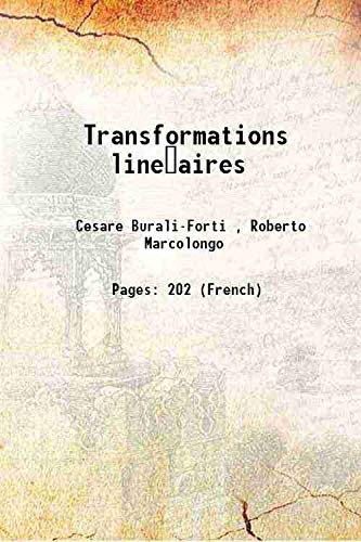 9789333676656: Transformations line aires 1912 [Hardcover]