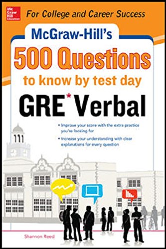 9789339214180: Mcgraw-Hill Education 500 GRE Verbal Questions to Know by Test Day