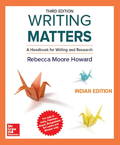 Stock image for Writing Matters A Handbook For Writing And Research 3Ed (Pb 2019) for sale by Kanic Books