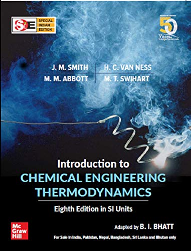 Beispielbild fr Introduction To Chemical Engineering Thermodynamics (Sie), 8Th Edition zum Verkauf von Books in my Basket