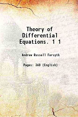 Imagen de archivo de Theory of Differential Equations. Volume 1 1890 a la venta por Books Puddle