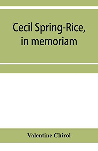 Imagen de archivo de Cecil Spring-Rice, in memoriam a la venta por Lucky's Textbooks