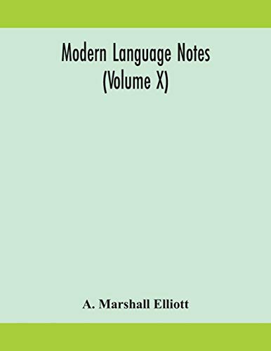 Beispielbild fr Modern language notes (Volume X) zum Verkauf von Lucky's Textbooks