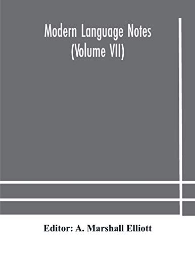 Beispielbild fr Modern language notes (Volume VII) zum Verkauf von Lucky's Textbooks