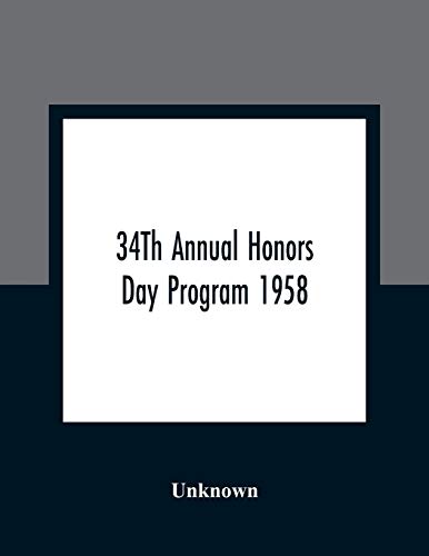 Stock image for 34Th Annual Honors Day Program 1958 for sale by Chiron Media