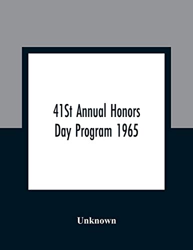 Beispielbild fr 41St Annual Honors Day Program 1965 zum Verkauf von Buchpark