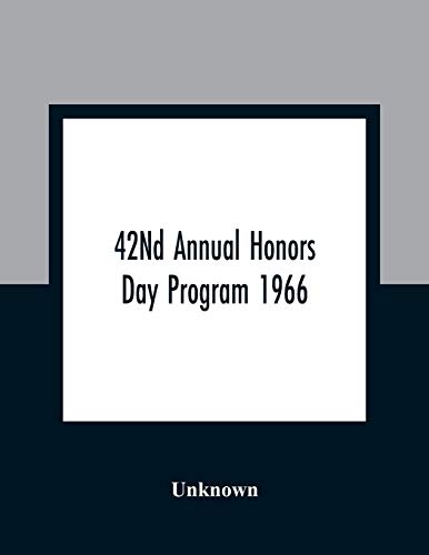 Stock image for 42Nd Annual Honors Day Program 1966 for sale by Chiron Media